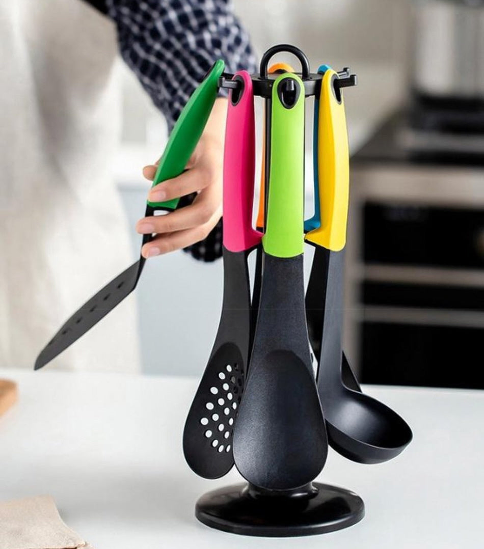 7-piece kitchen utensil set with stand