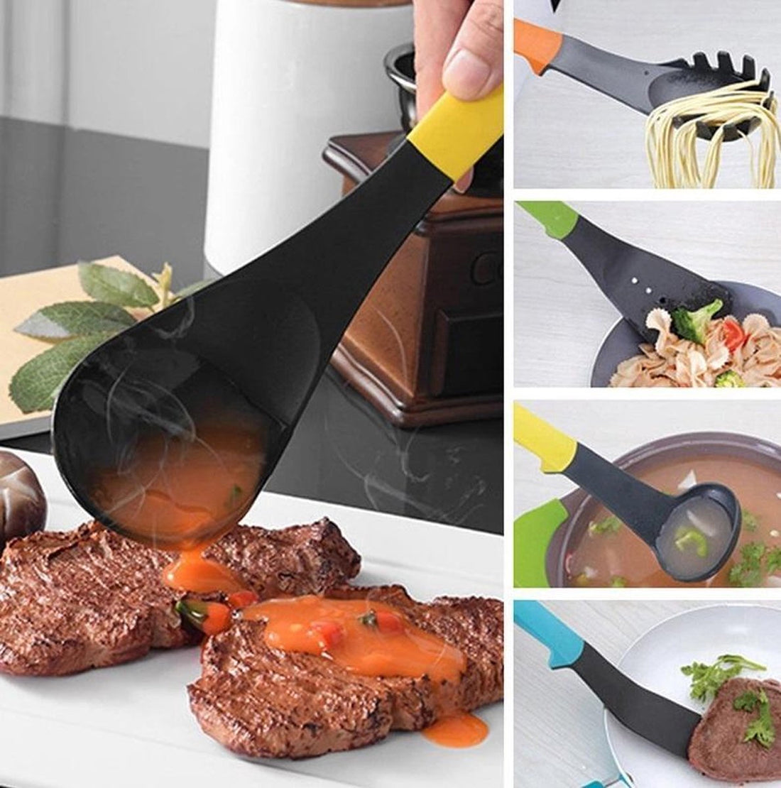 7-piece kitchen utensil set with stand