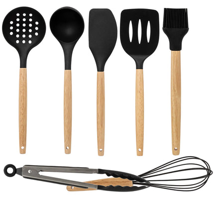 Küchenutensilien-Set mit Halter – 7-teilig – Holz