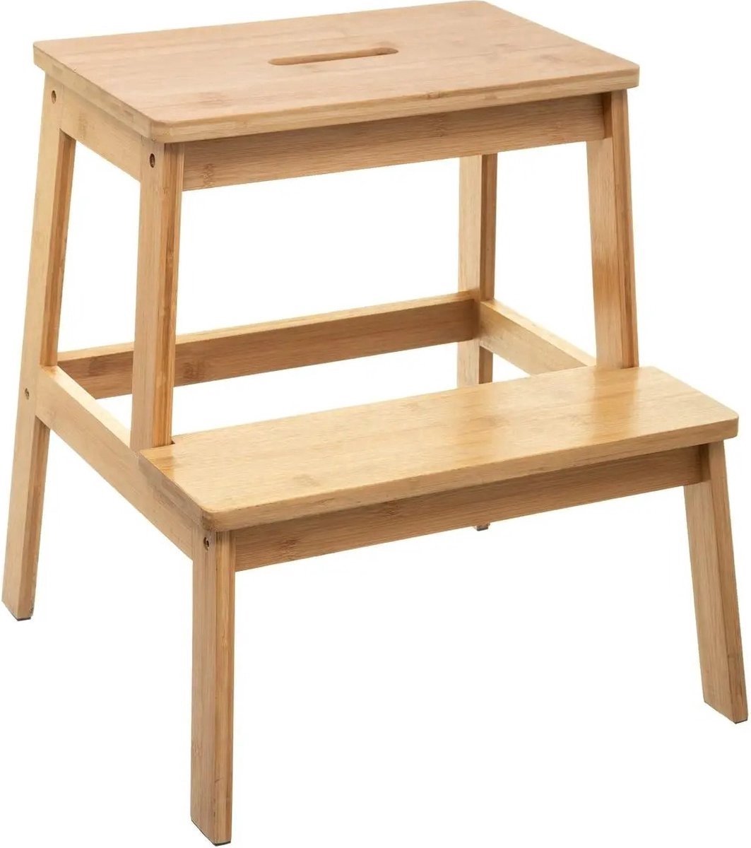 Bamboo kitchen step stool with 2 steps 47 cm