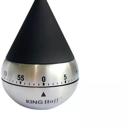 Kinghoff Mechanischer Kurzzeitwecker - Edelstahl, 60-Minuten-Timer, Ø62 x 92 mm - Stilvolles und robustes Küchenaccessoire - Küchenwecker