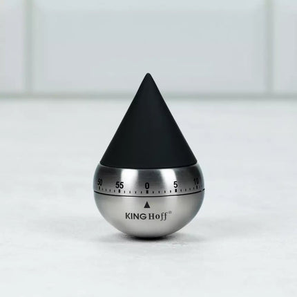 Kinghoff Mechanischer Kurzzeitwecker - Edelstahl, 60-Minuten-Timer, Ø62 x 92 mm - Stilvolles und robustes Küchenaccessoire - Küchenwecker