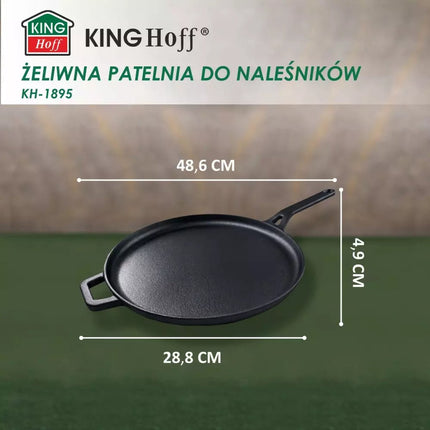 Kinghoff KH1895 Gusseiserne Pfannkuchenpfanne - Ø29 cm, Ideal zum Backen, Braten und Grillen