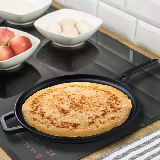 Kinghoff KH1895 Gusseiserne Pfannkuchenpfanne - Ø29 cm, Ideal zum Backen, Braten und Grillen