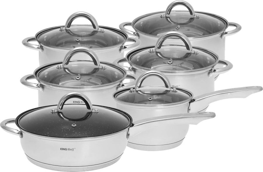 Batterie de casseroles - 12 pièces - Acier inoxydable - Tous feux