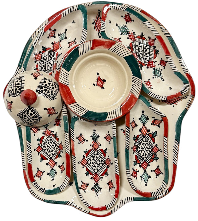Khamsa tapas - dipping en serveerset-aardewerk -Handmade