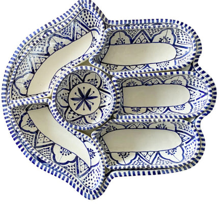 Khamsa schaal serveer set wit-blauw