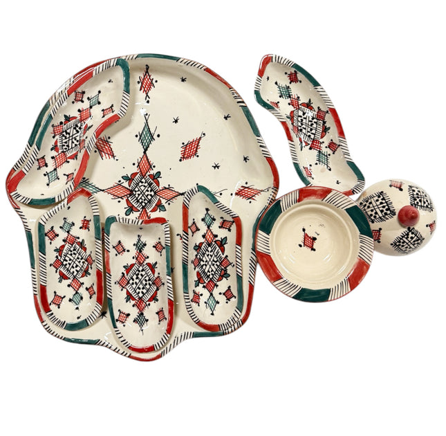Khamsa tapas - dipping en serveerset-aardewerk -Handmade