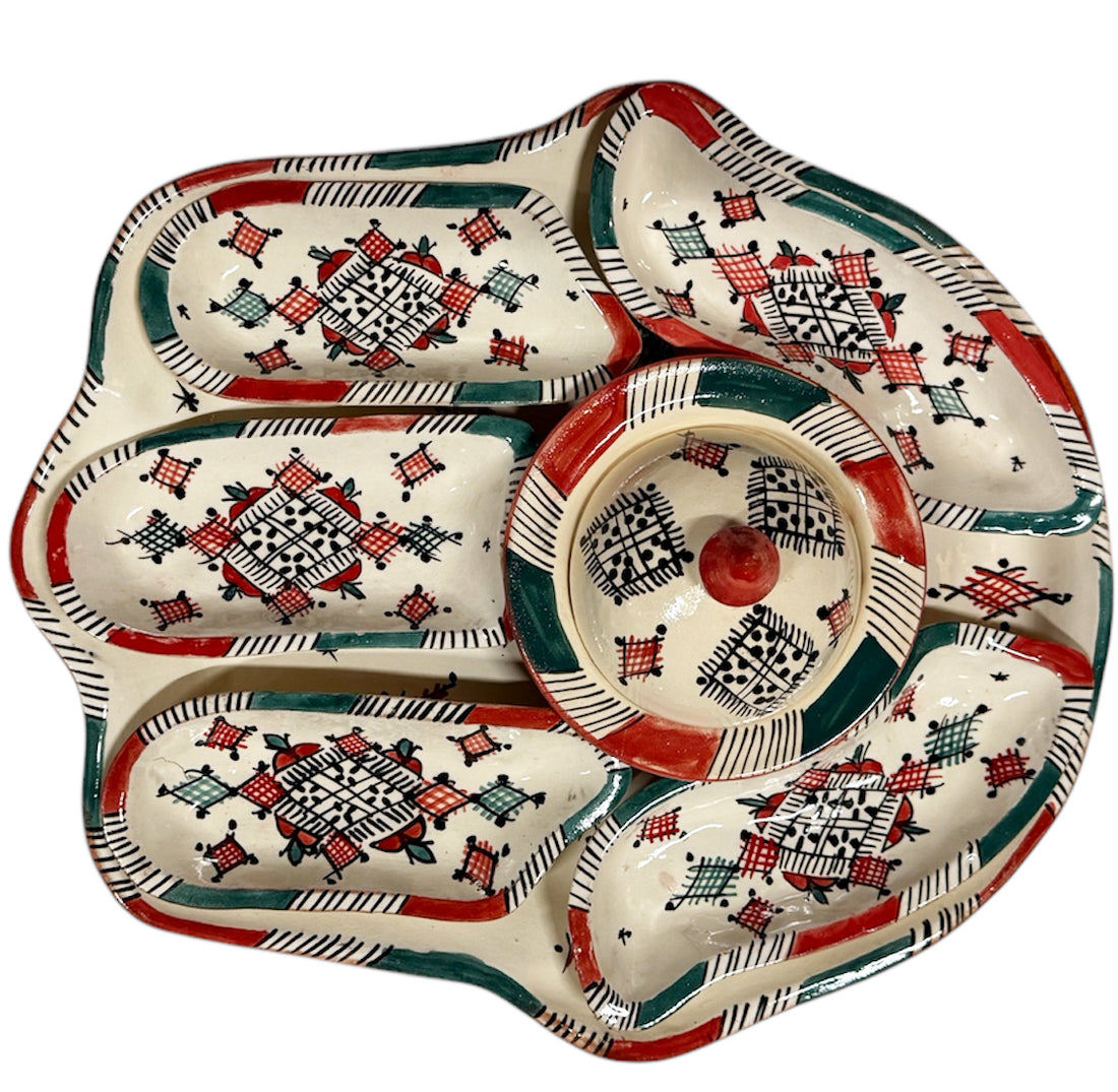 Khamsa tapas - dipping and serving set - earthenware - handmade