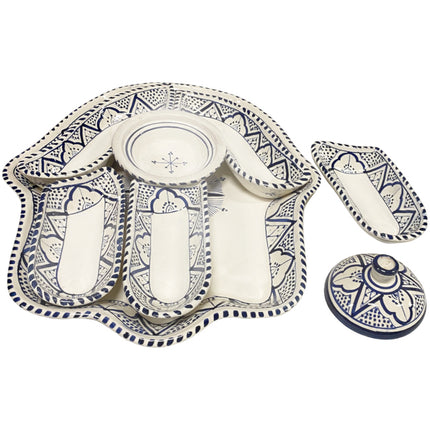Khamsa schaal serveer set wit-blauw
