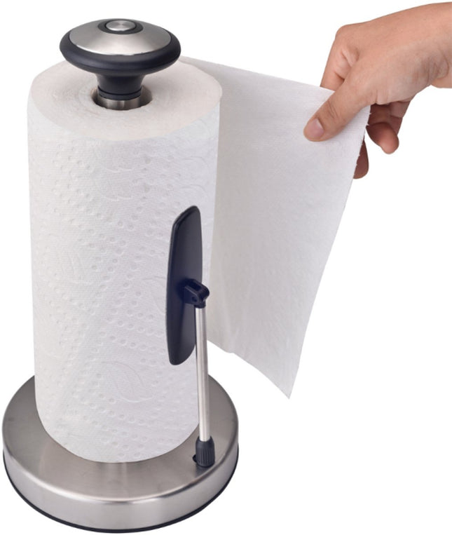 KING HOFF Küchenrollenhalter aus Edelstahl - Edelstahl Silber - Küchenaccessoire mit Abreißhilfe - KH-1955 - Küchenpapierhalter