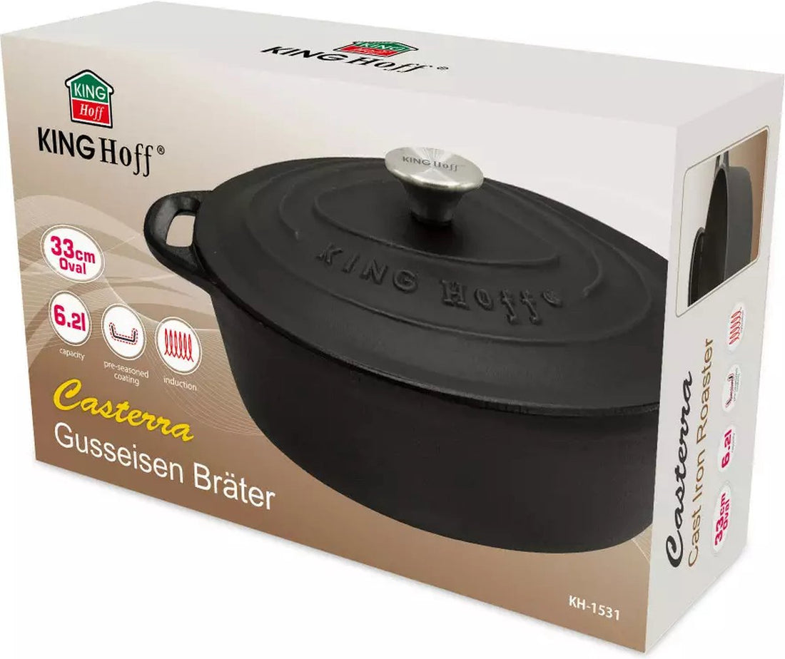 Kinghoff 1531 - Cocotte - 6,2L - Fonte - toutes sources de chaleur - 33 cm - ovale