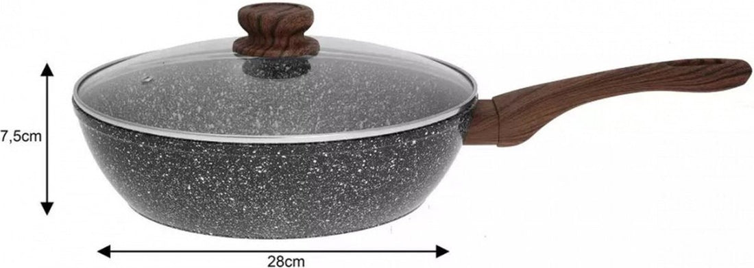 Kinghoff 1584 wokpan met deksel – granietlaag en houtlook, Ø 28 cm – foto 3