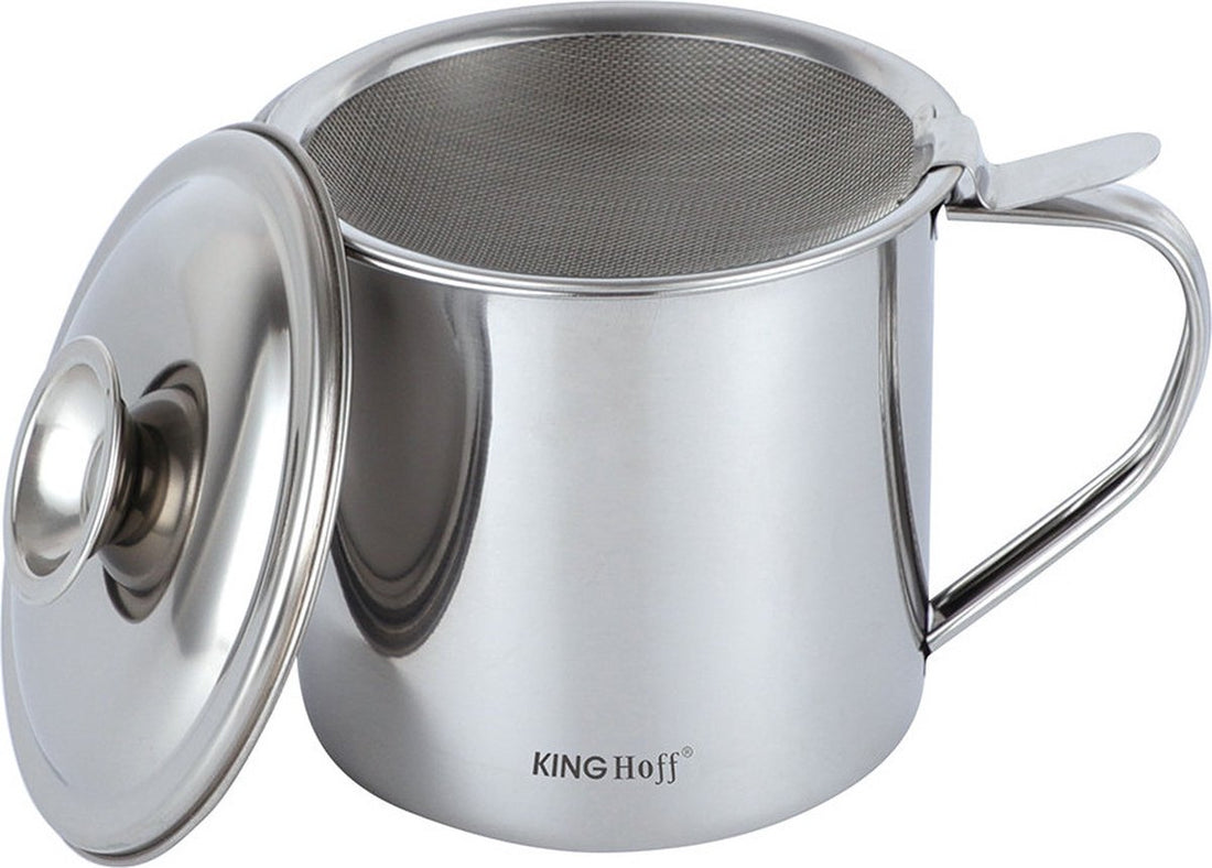 Kinghoff oliecontainer 1,2 liter met filter – RVS pot voor frituurolie