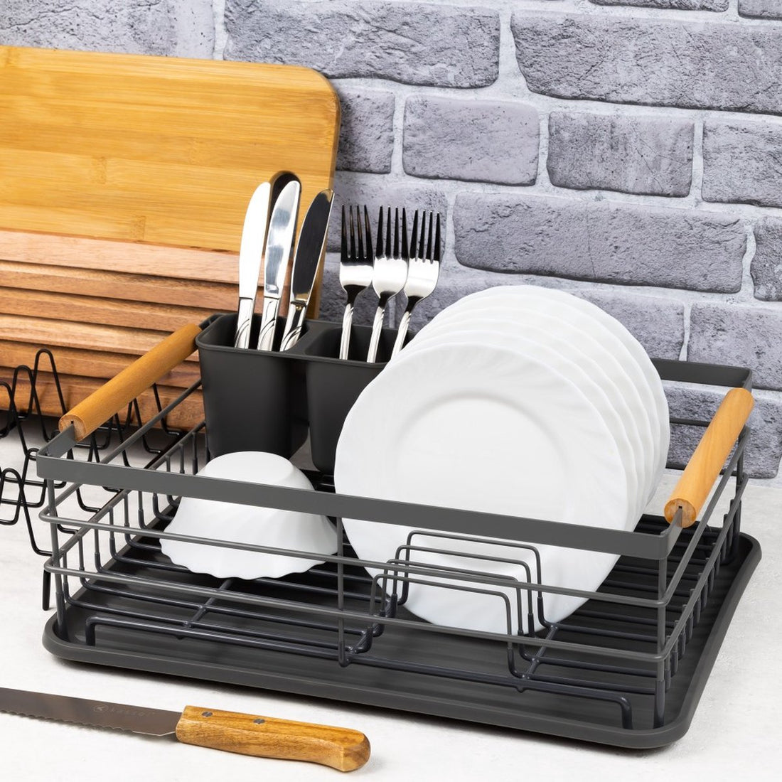 Kinghoff 1729 - Dish drainer - metal - with removable cutlery drainer