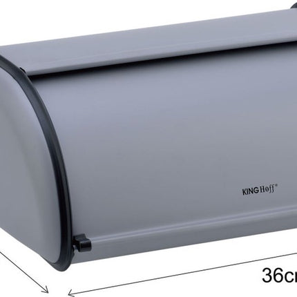 Kinghoff - Brotkasten - Edelstahl - Grau - Retro - 36x24x15 cm