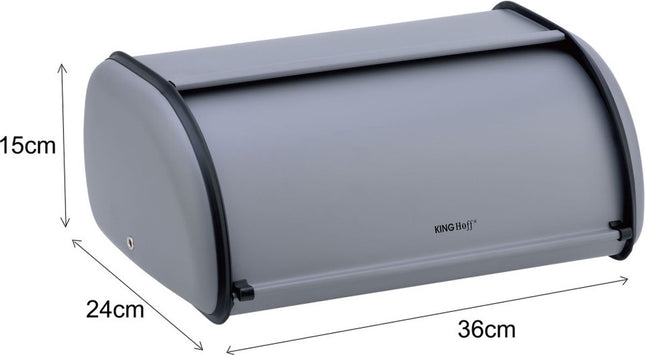 Kinghoff - Brotkasten - Edelstahl - Grau - Retro - 36x24x15 cm