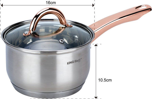 Kinghoff 1766 - 12-teiliges Topfset - Kochtöpfe - 16-16-18-20-24-24 cm - mit Deckel