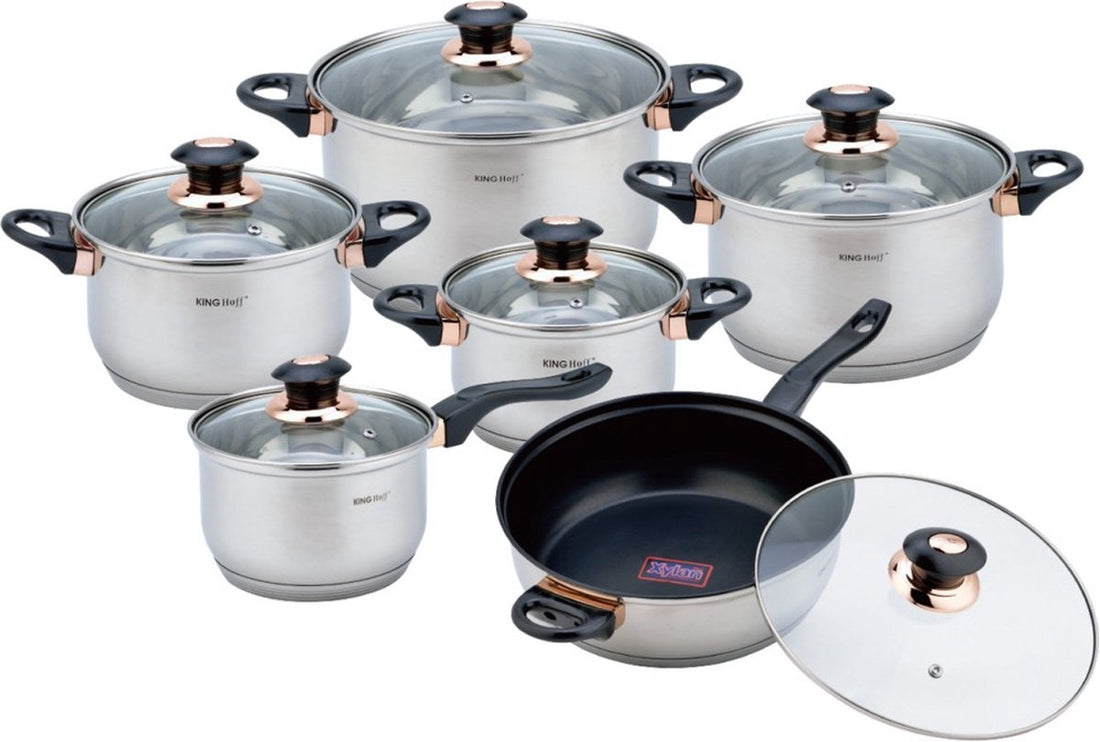 Kinghoff - Cookware set - 12-piece - high-quality stainless steel - Thermal bottom