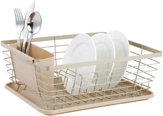 Afdruiprek - staal-kunstof - Beige