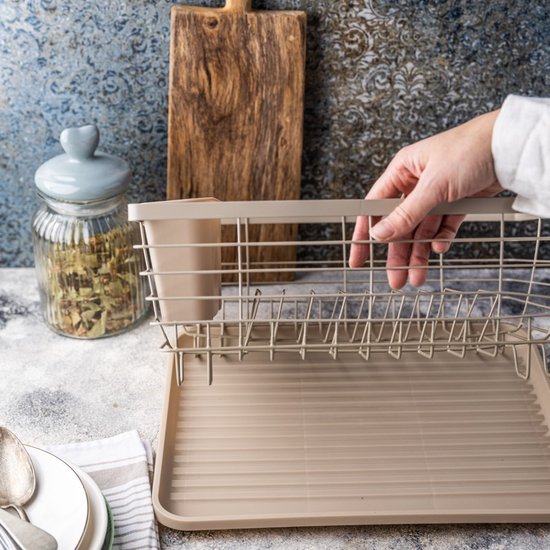 Afdruiprek - staal-kunstof - Beige