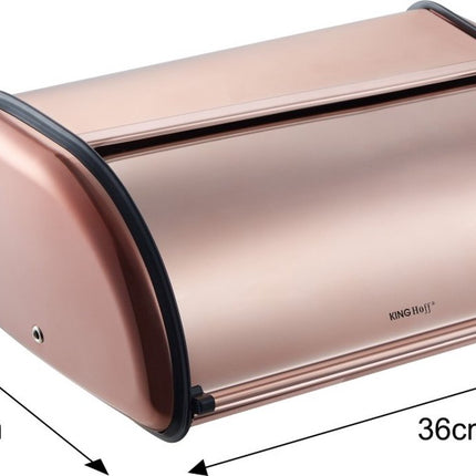 Kinghoff 1840 - Brotkasten - Roségold Metall - 36 x 24 x 15 cm
