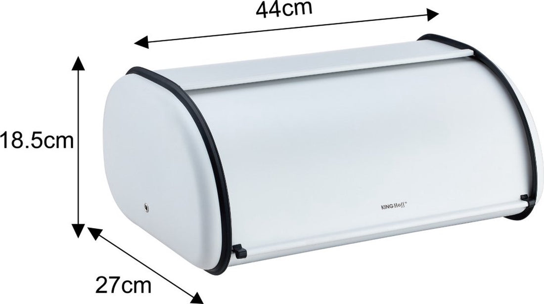Kinghoff 1864 - Bread bin large - Stainless steel - White - Retro - 44 x 27 x 18.5 cm