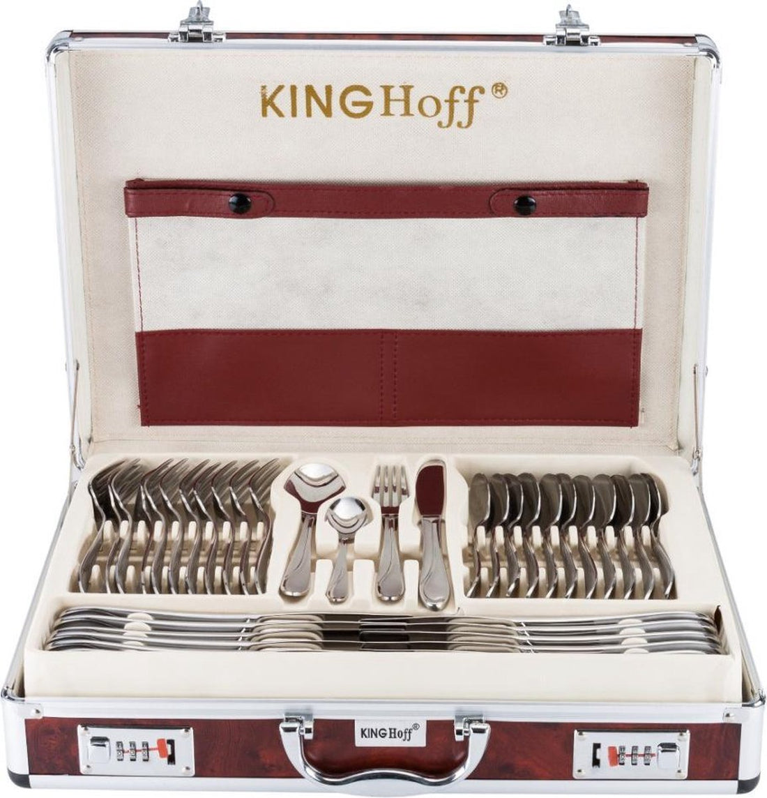 KINGHOFF 3553 - mallette ménagère de luxe - 72 pièces - 12 personnes - Couverts modernes