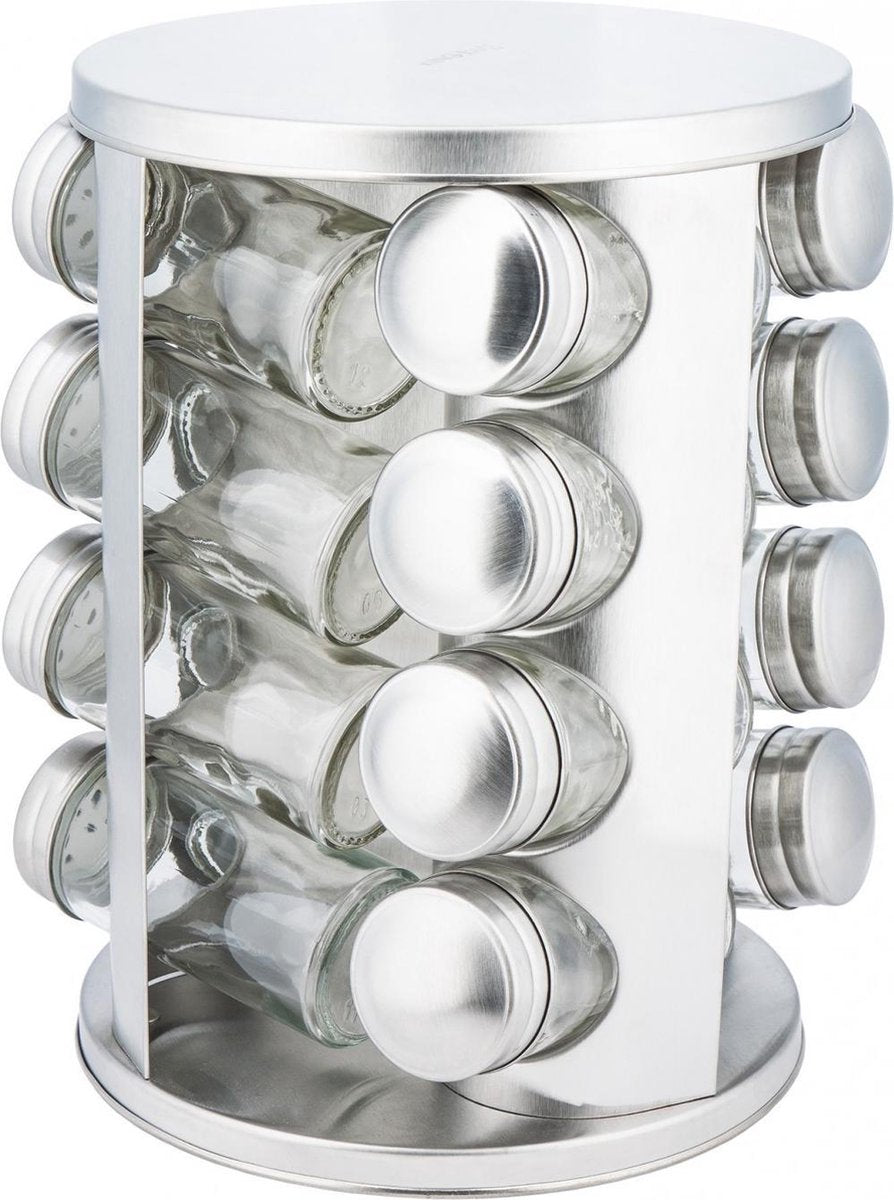 Kinghoff spice rack - Stainless steel - 17-piece