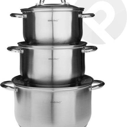 Kinghoff 4447 pannenset - 6 delig - RVS - Alle warmtebronnen