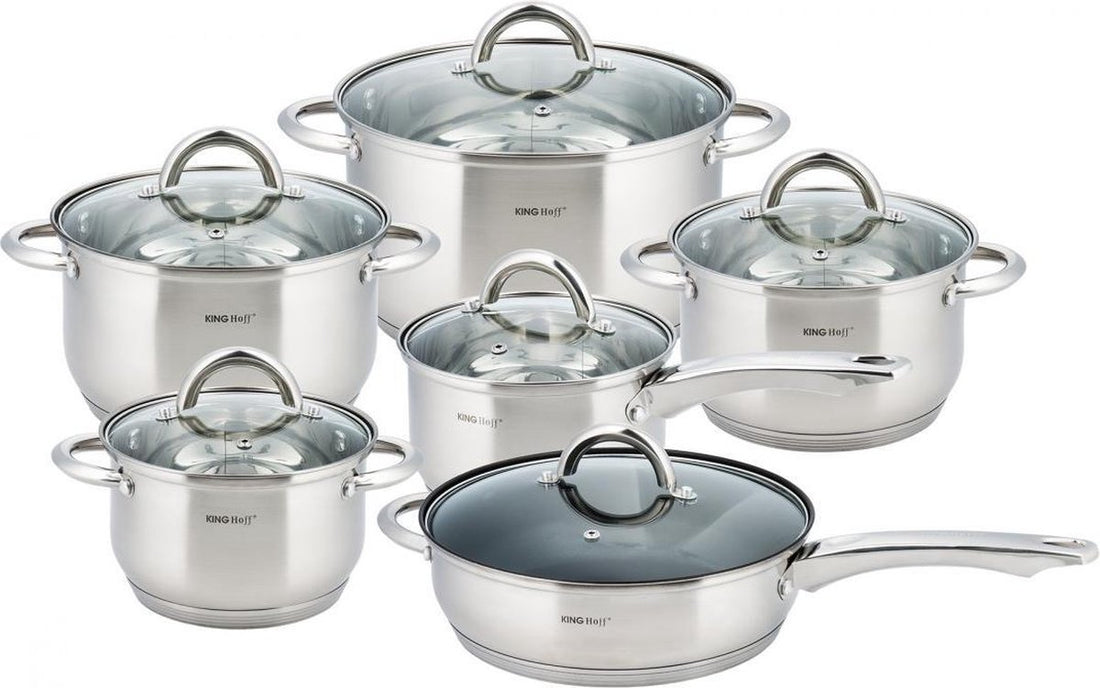 Batterie de cuisine Kinghoff - 12 pièces - Inox - Toutes sources de chaleur
