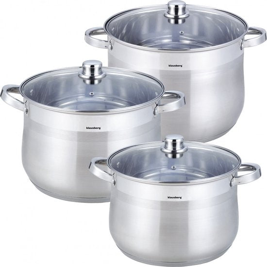 Kinghoff Set de 6 casseroles à soupe - marmite - faitout - 7 / 8,6 / 10,7 litres