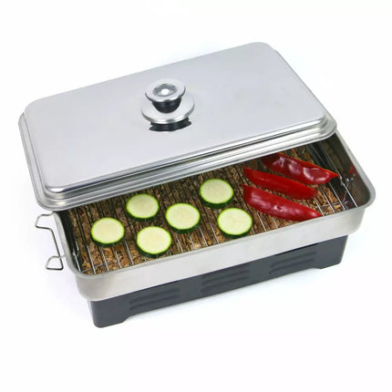 Balkonräucherofen mit Thermometer - Edelstahl, kompakt und tragbar - Ideal für Fisch, Hähnchen und Fleisch - Barbecue Räucherofen - BBQ Smoker