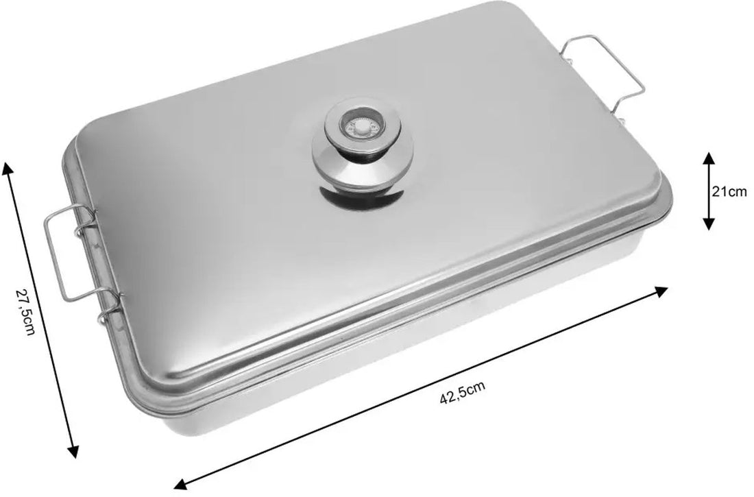 Fumoir de Balcon avec Thermomètre - Inox, Compact et Portable - Idéal pour Poisson, Poulet et Viande - Fumoir Barbecue - BBQ Smoker