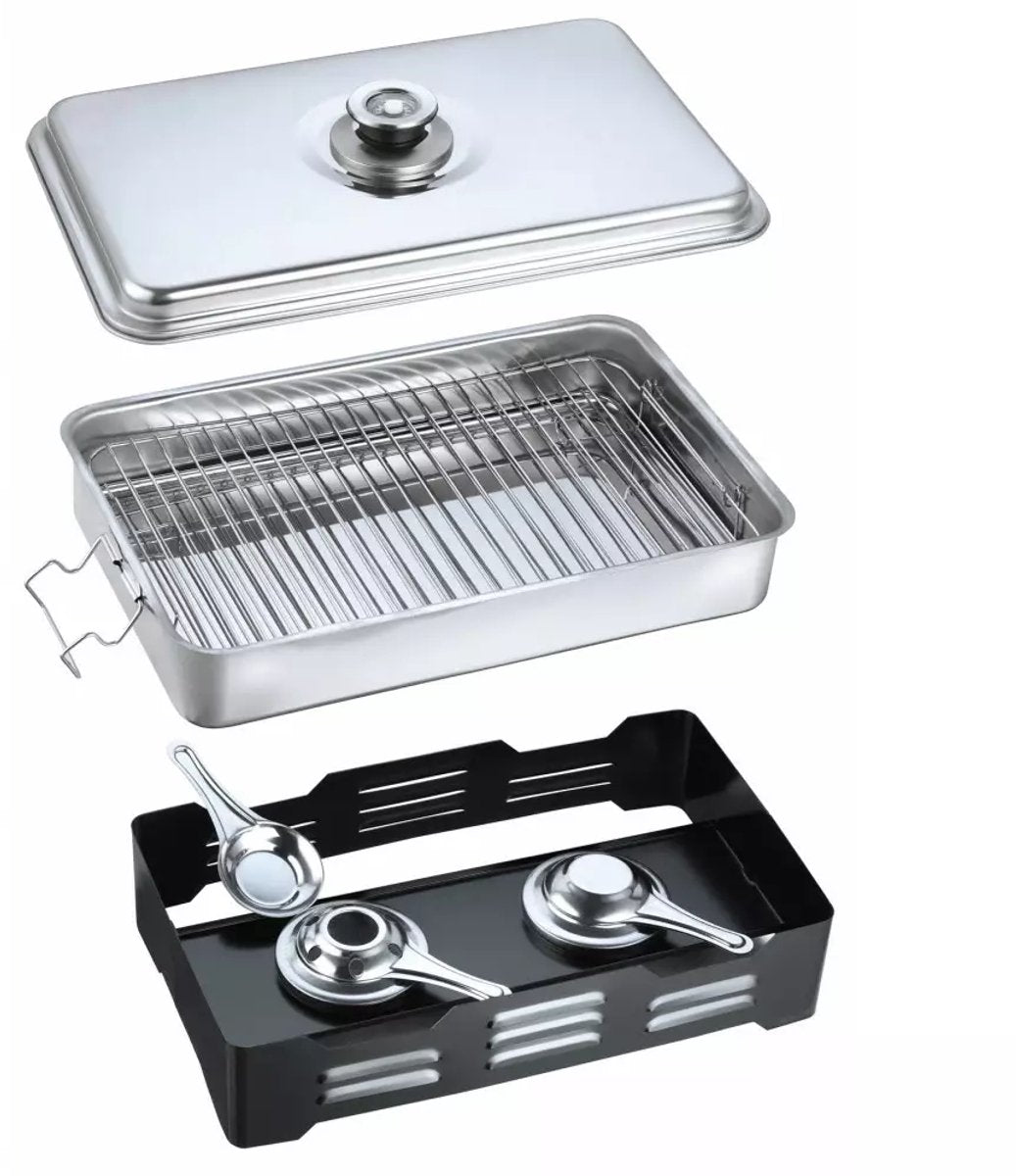 Fumoir de Balcon avec Thermomètre - Inox, Compact et Portable - Idéal pour Poisson, Poulet et Viande - Fumoir Barbecue - BBQ Smoker