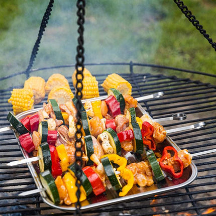 Kinghoff KH-1914 BBQ Spieß-Set 4 Stück – Edelstahl Grillspieße 35,8 cm – Geeignet für Schaschlik, Kebab und Hähnchen – BBQ Zubehör – Barbecue Geschenkset
