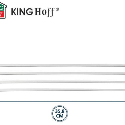 Kinghoff KH-1914 BBQ Spieß-Set 4 Stück – Edelstahl Grillspieße 35,8 cm – Geeignet für Schaschlik, Kebab und Hähnchen – BBQ Zubehör – Barbecue Geschenkset