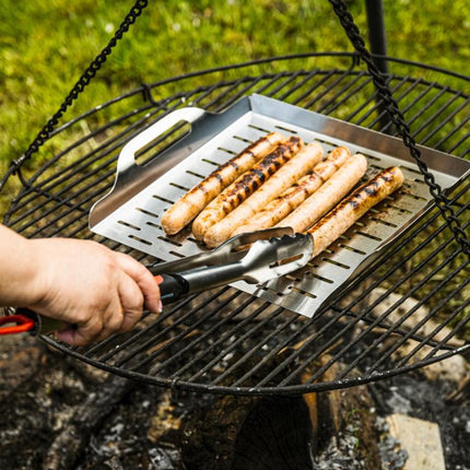 KINGHoff KH-1917 Tiefgrillpfanne - Edelstahl-Grillpfanne 37x31 cm - Mit Rand und Griffen