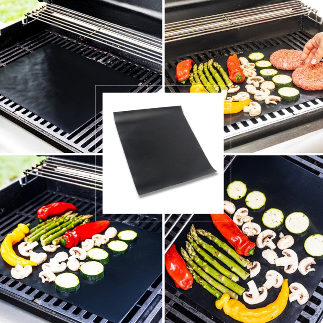 KINGHOFF KH-1920 Set de Tapis de Cuisson - 3 Pièces, 40x33 cm, Résistant à la Chaleur jusqu'à 200°C, Anti-Adhérent - Tapis de BBQ - Tapis de Barbecue