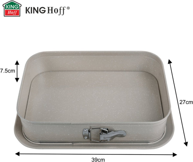 KINGHoff KH1978 Grote Rechthoekige Bakvorm 39x27x7,5 cm - XL Vorm voor Cheesecake, Ovenschotels en Taarten - Antiaanbaklaag - Ovenbestendig tot 220°C - Ovenvorm - Bakvorm - Cakevorm XL -