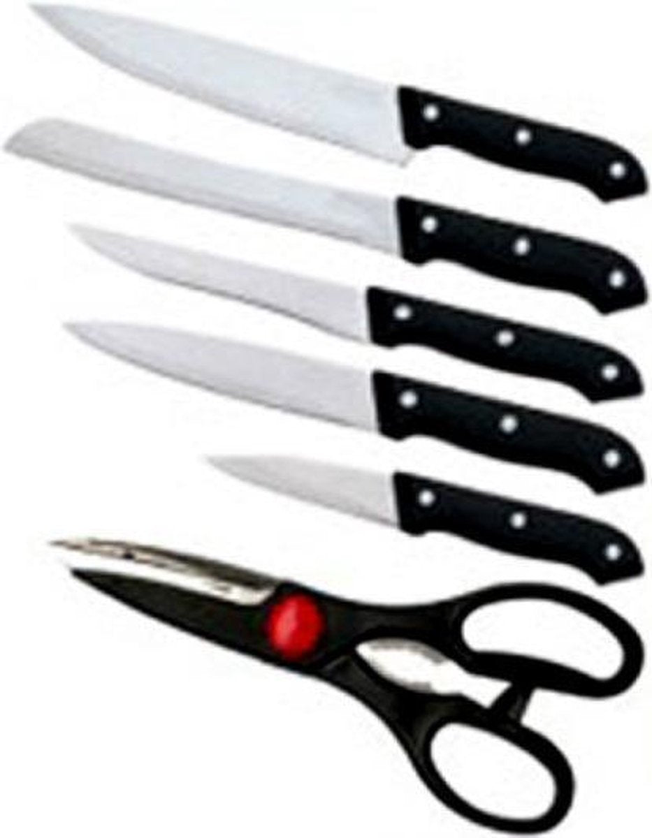 Knife set - Stainless steel knife block - 7-piece