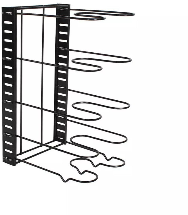 Pfannen-Organizer - 5 Fächer - Schwarz - 25,5 x 20,5 x 38 cm - Aufbewahrungsregal für Pfannen, Töpfe und Deckel