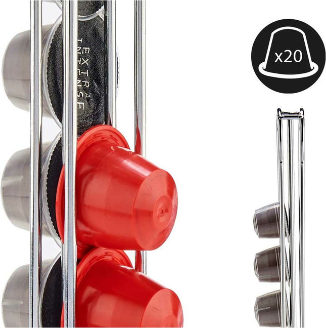 Kaffeekapselhalter-Spender - Metall - für 20 Kapseln - Nespresso Kapseln
