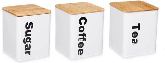 Bocaux de stockage avec couvercle en bambou - Café, Thé et Sucre