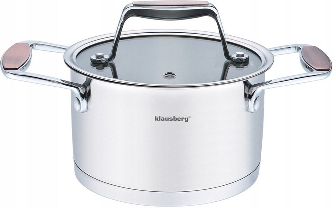 Klausberg 7225 stalen pan 18/10 met glazen deksel – Ø 16 cm, 1,8 liter