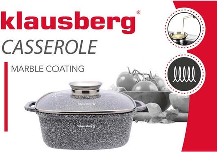 Klausberg Bratentopf - Kochtopf - 28 cm - 6,5 L - Marmorbeschichtung - Aromadeckel