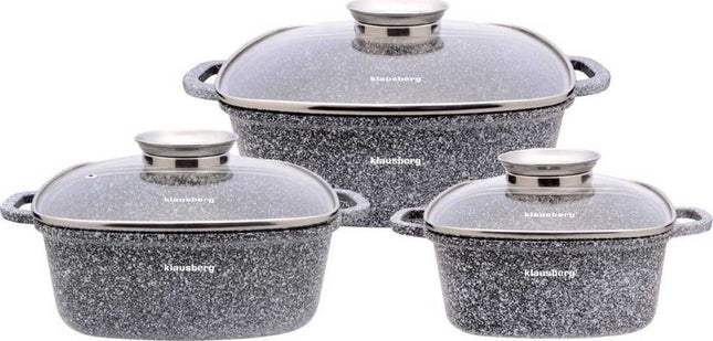 Klausberg 7534 - Topfset - Keramik - Marmor - mit Aromaknopf - 20/24/28 cm