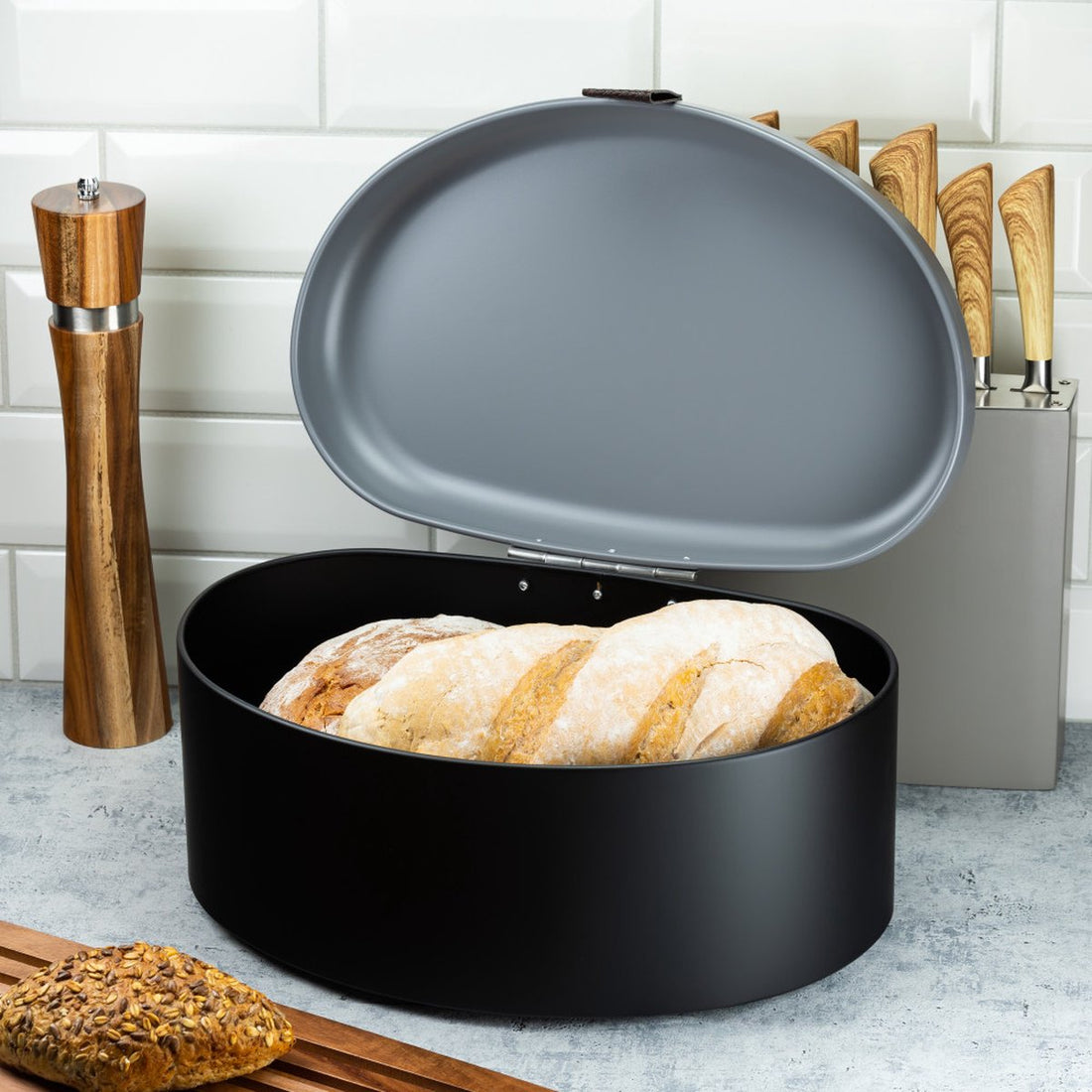 Klausberg 7576 - Bread bin - black / grey