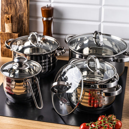 Klausberg 7696 - 10 delige pannenset - kookpannen - met melkpan -14-16-18-20-24 cm - met deksel