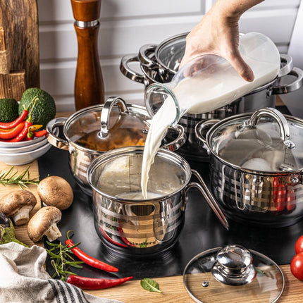 Klausberg 7696 - 10 delige pannenset - kookpannen - met melkpan -14-16-18-20-24 cm - met deksel